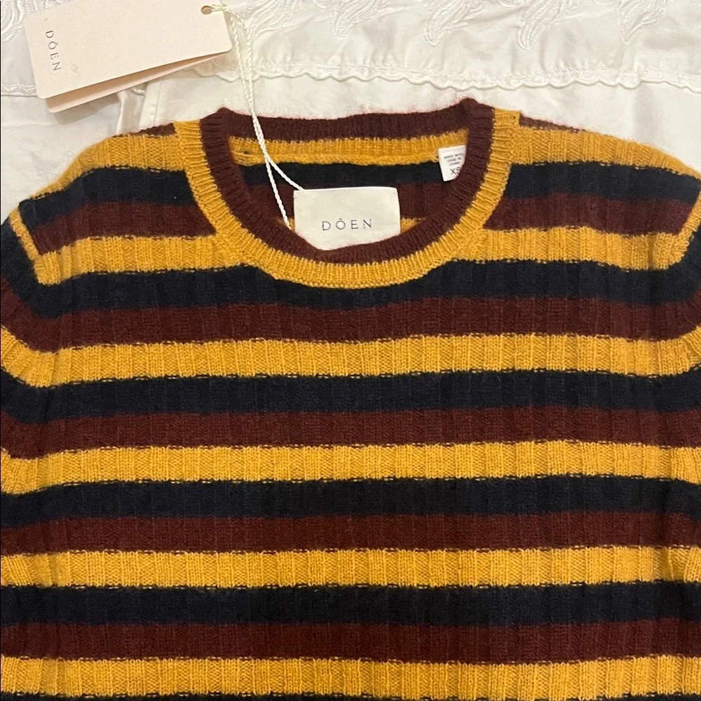 DÔEN Hyeres Cashmere Sweater in Carrington Stripe - Picture 1 of 10